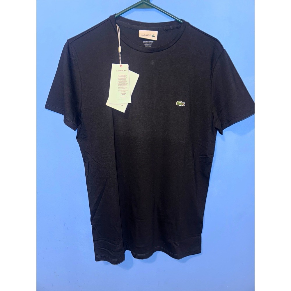 Lacoste Mens Black Regular Fit Crew Neck Logo T-Shirt Size S FA13751/01